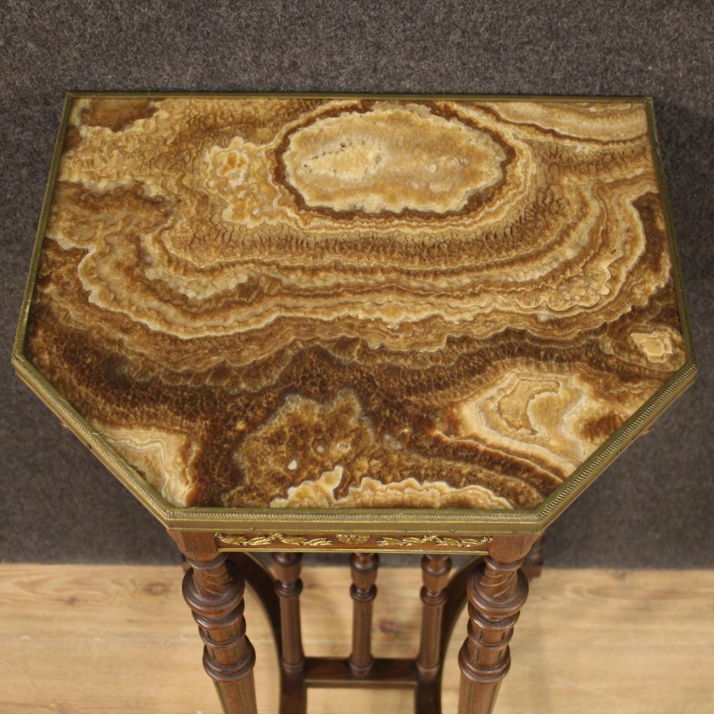 20th Century Carved, Chiseled, Gilded Mahogany and Onyx French Side Table, 1960 3