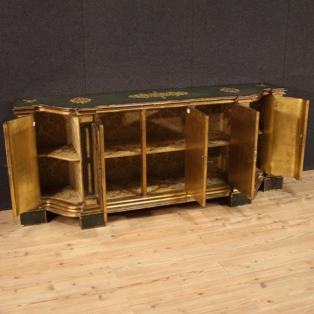 20th Century Carved, Chiseled, Lacquered and Painted Wood Tuscan Sideboard, 1950 3