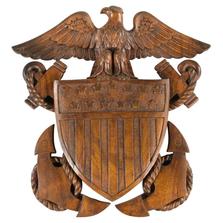 20th Century Carved Folk Art Eagle with U.S. Navy Shield