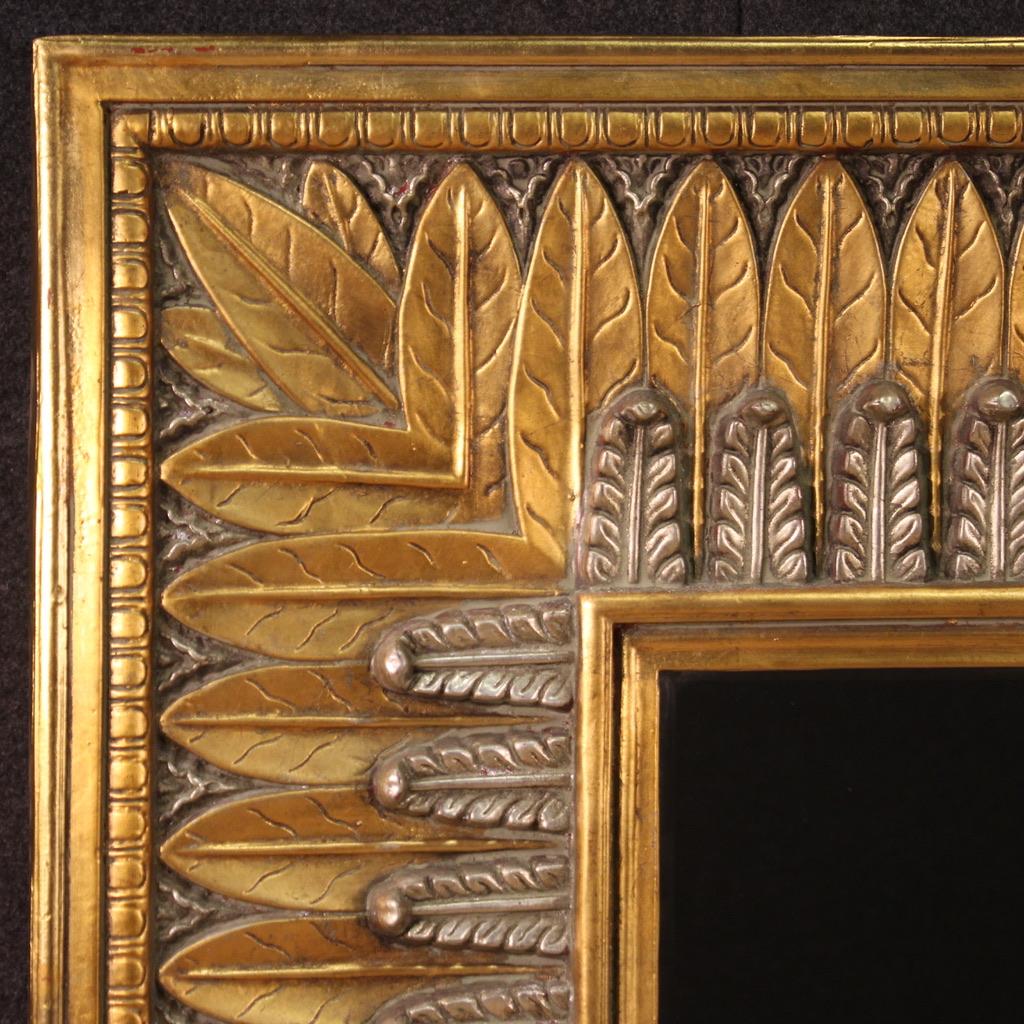 20th Century Carved Gilded Silvered Wood Italian mirror, 1970s For Sale 4