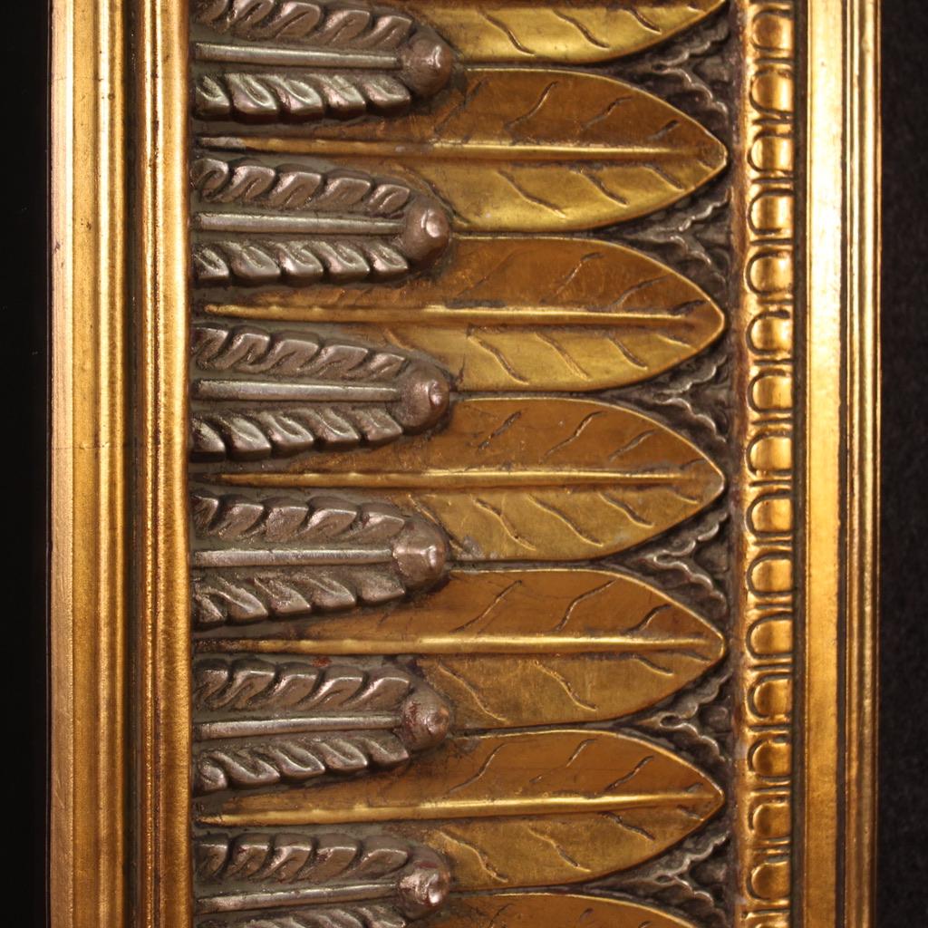 20th Century Carved Gilded Silvered Wood Italian mirror, 1970s For Sale 6