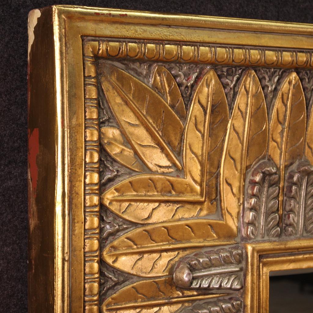 20th Century Carved Gilded Silvered Wood Italian mirror, 1970s For Sale 2