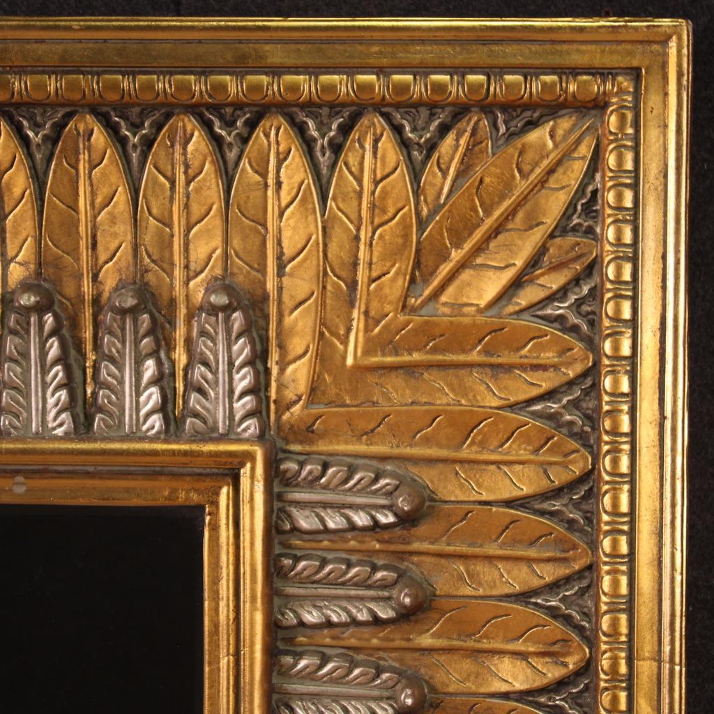 20th Century Carved Gilded Silvered Wood Italian mirror, 1970s For Sale 3