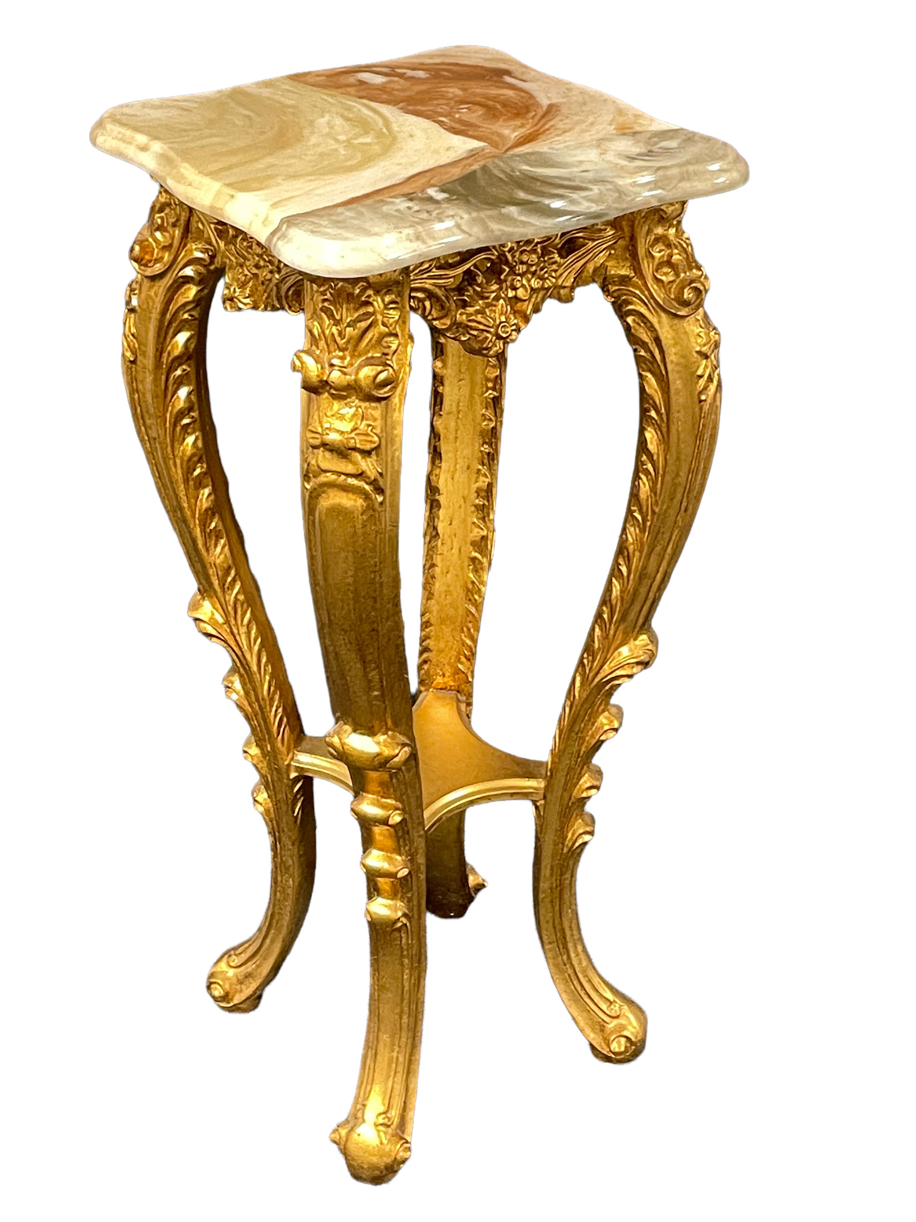 20th Century Carved Gilt Wood Toleware Console Pedestal Table, Italy For Sale 5