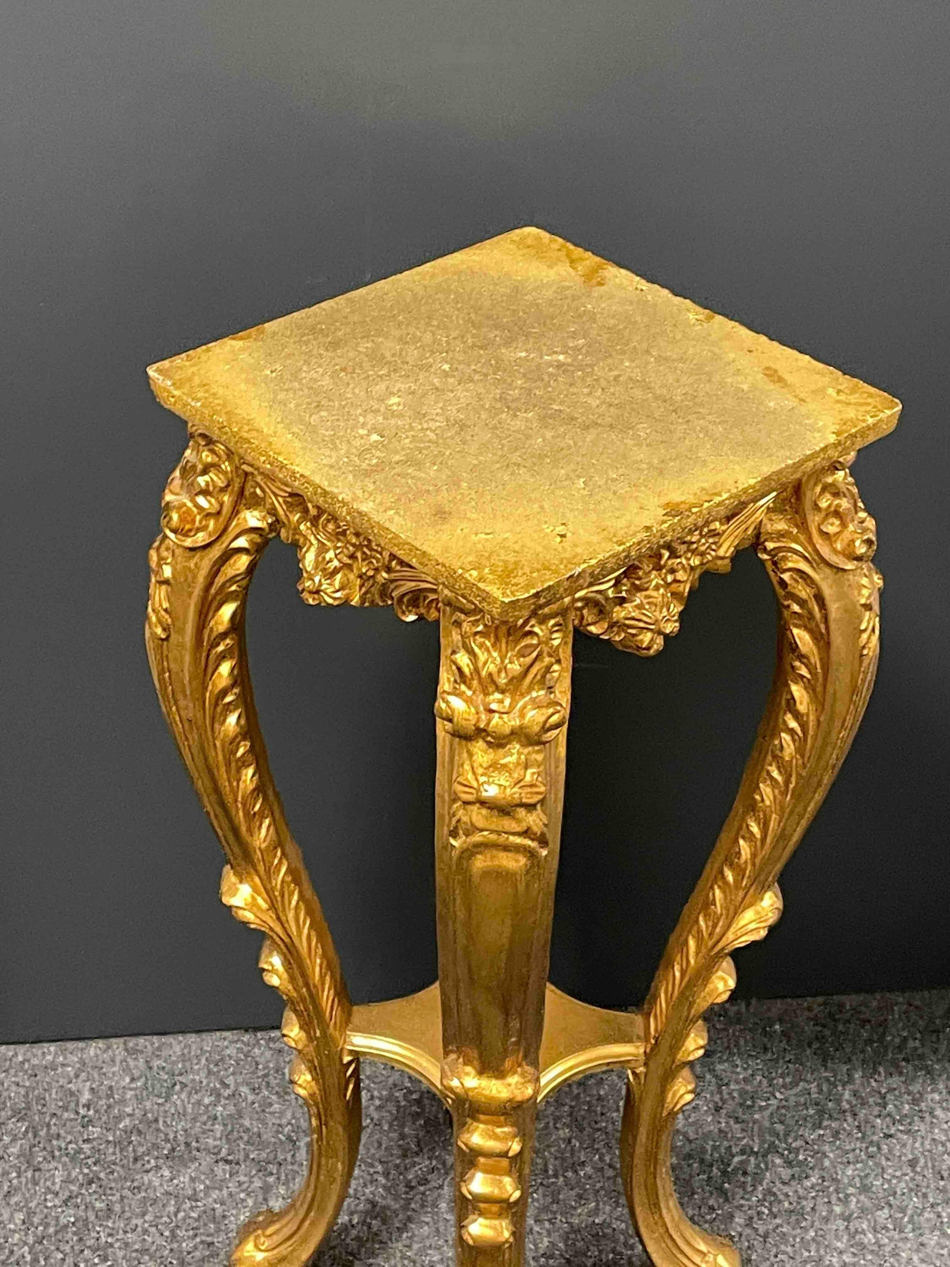 20th Century Carved Gilt Wood Toleware Console Pedestal Table, Italy For Sale 9