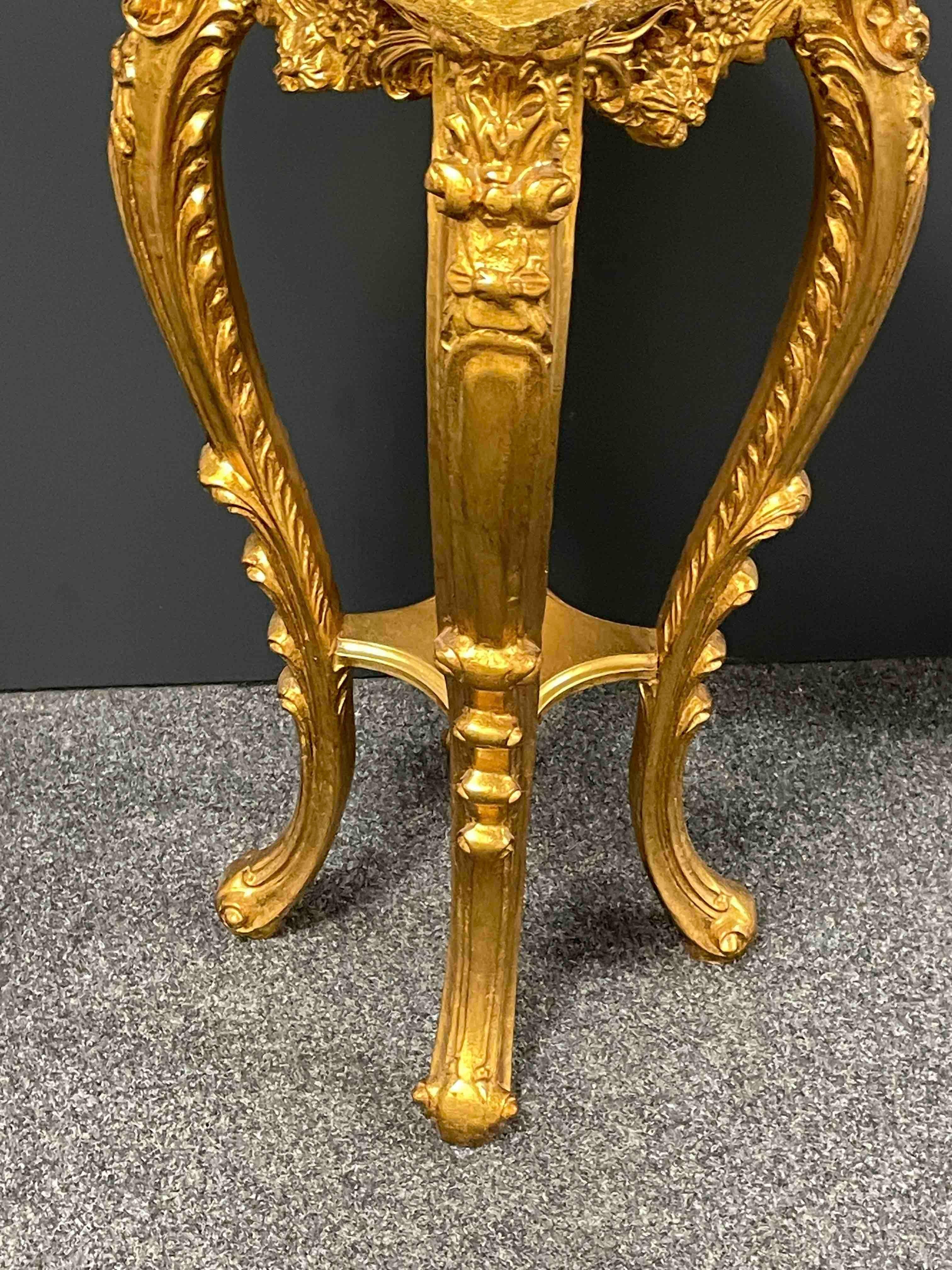 20th Century Carved Gilt Wood Toleware Console Pedestal Table, Italy For Sale 12