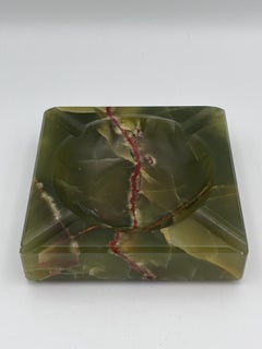20th Century Carved Green Onyx Marble Vide-Poche Art Deco Style Catchall Ashtray