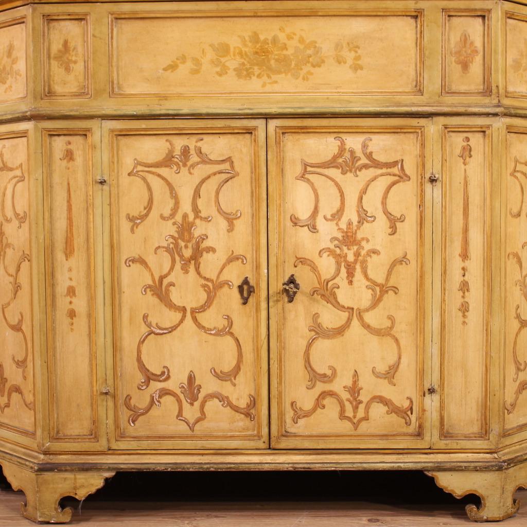  20th Century Carved, Lacquered and Hand Painted Wood Italian Sideboard, 1950s For Sale 6