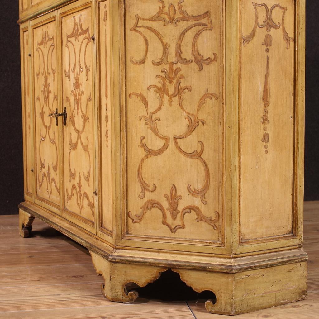 Mid-20th Century  20th Century Carved, Lacquered and Hand Painted Wood Italian Sideboard, 1950s For Sale