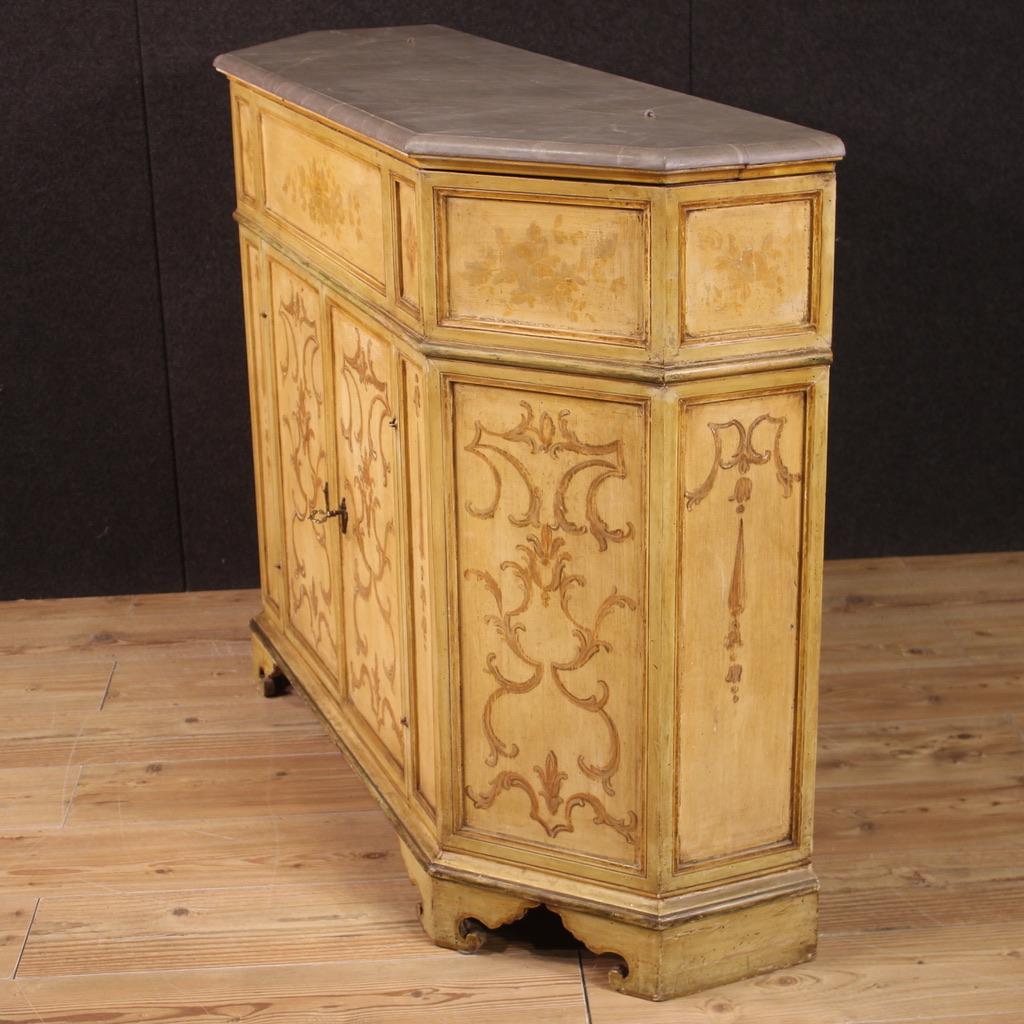  20th Century Carved, Lacquered and Hand Painted Wood Italian Sideboard, 1950s For Sale 3