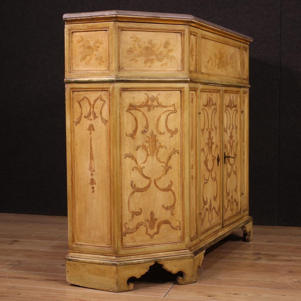  20th Century Carved, Lacquered and Hand Painted Wood Italian Sideboard, 1950s For Sale 4