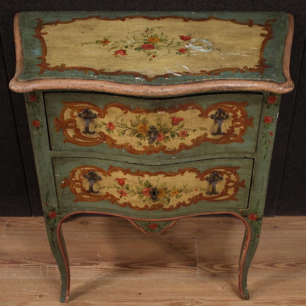 20th Century Carved, Lacquered and Hand Painted Wood Venetian Commode, 1950 2