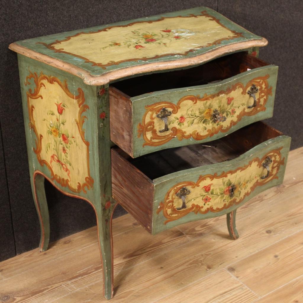 20th Century Carved, Lacquered and Hand Painted Wood Venetian Commode, 1950 4