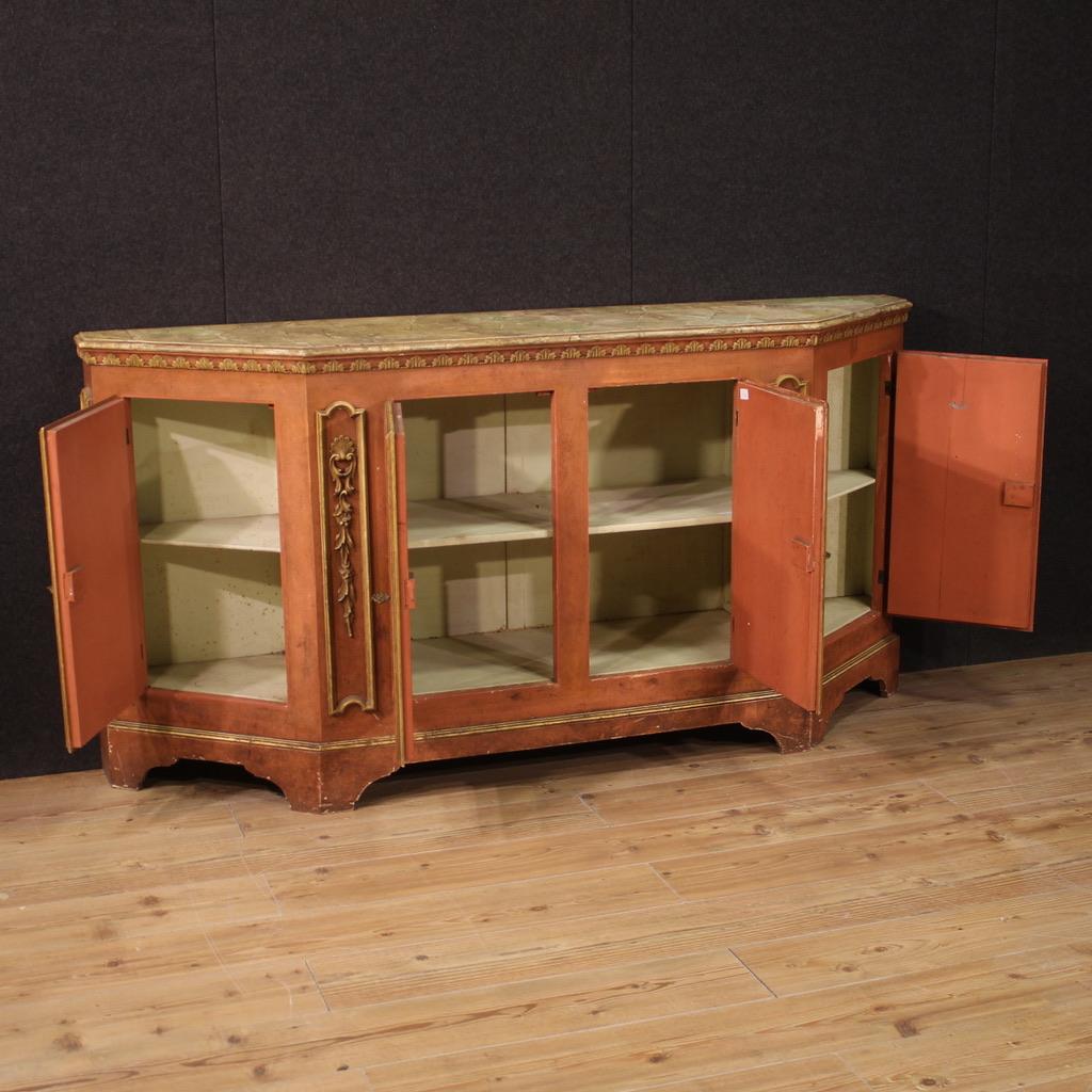  20th Century Carved Lacquered and Hand Painted Wood Venetian Sideboard, 1950s For Sale 7