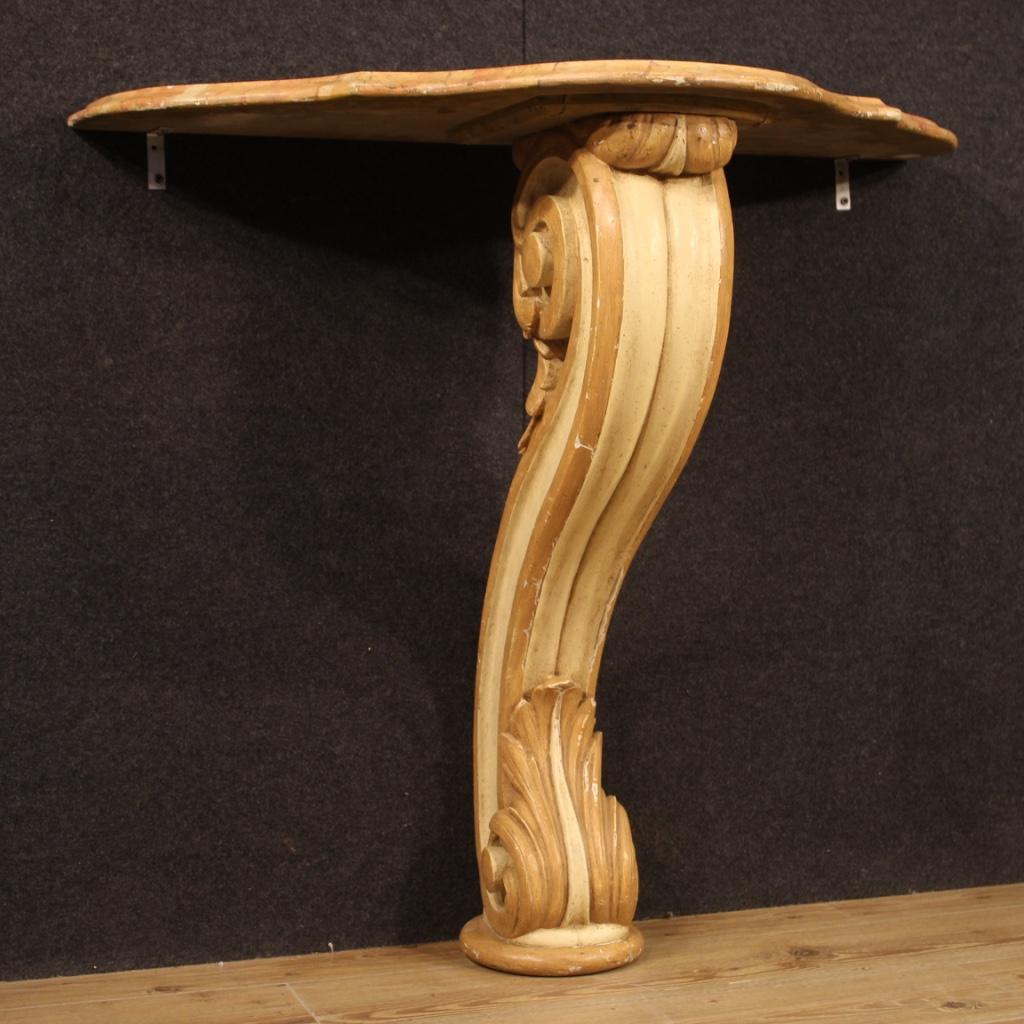  20th Century Carved, Lacquered and Painted Wood Italian Console Table, 1960 For Sale 8