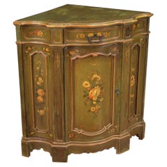 20th Century Carved, Lacquered and Painted Wood Venetian Corner Cupboard, 1930