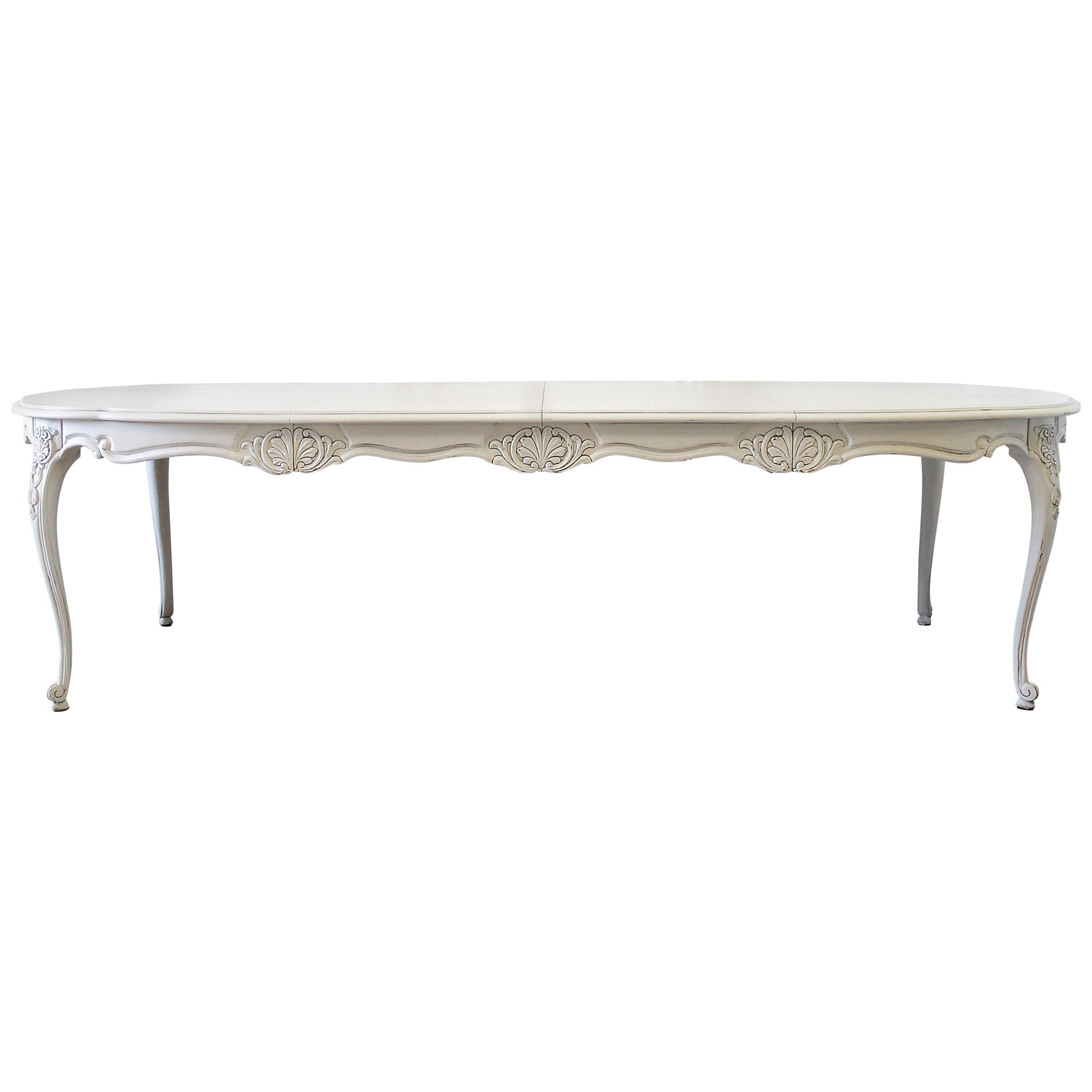 20th Century Carved Louis XV Style Dining Table with Leaves