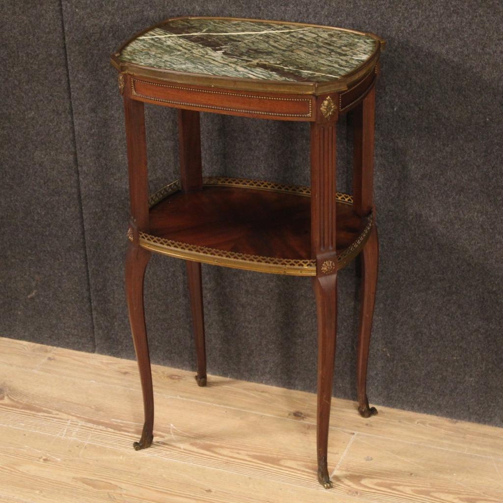 20th Century Carved Mahogany and Marble Top French Side Table, 1950 In Good Condition In Vicoforte, Piedmont