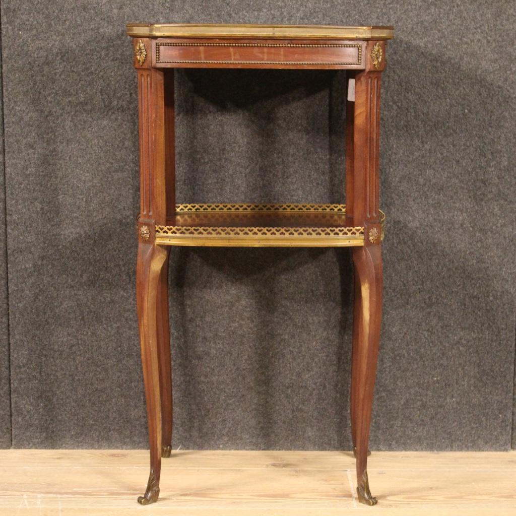 Mid-20th Century 20th Century Carved Mahogany and Marble Top French Side Table, 1950