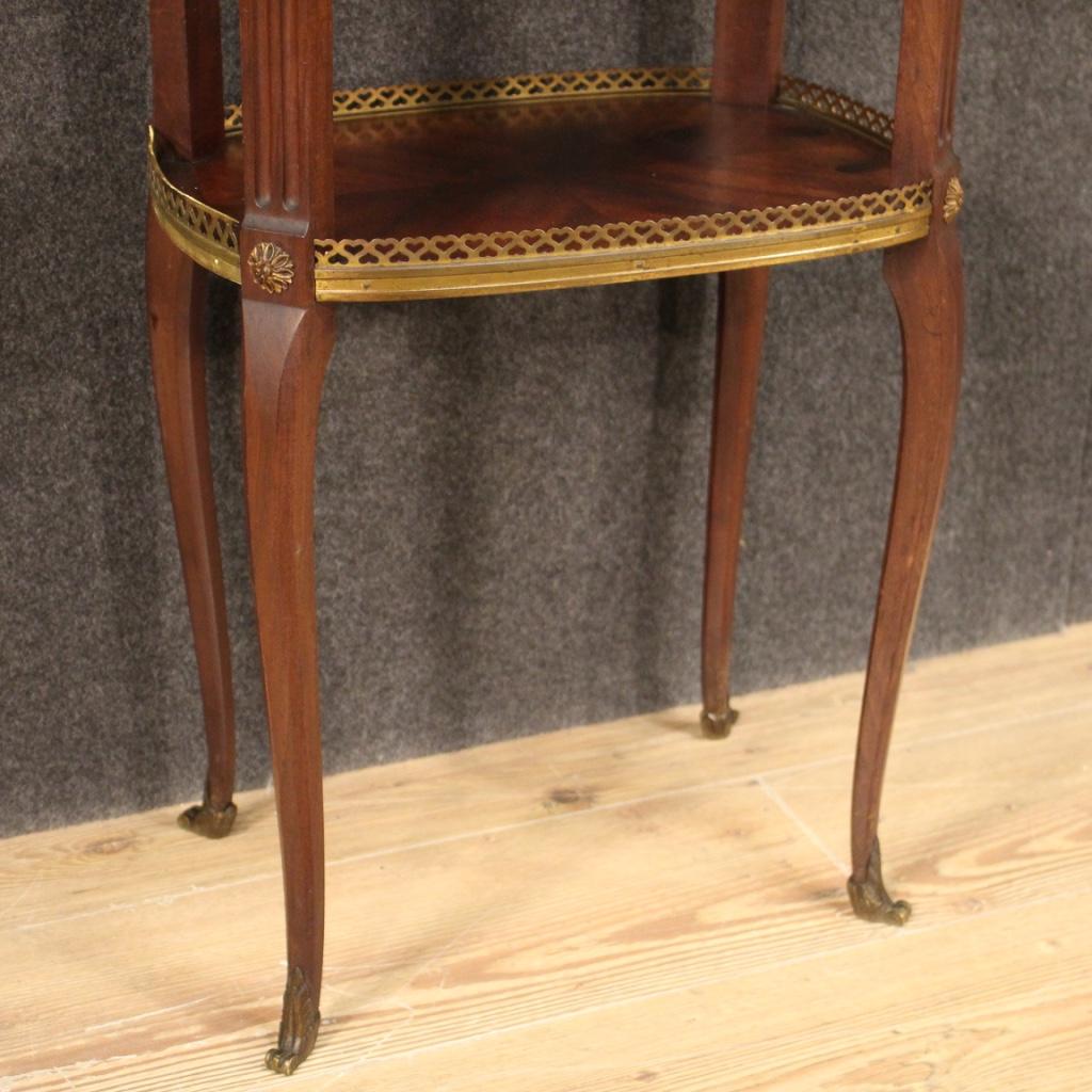 Wood 20th Century Carved Mahogany and Marble Top French Side Table, 1950