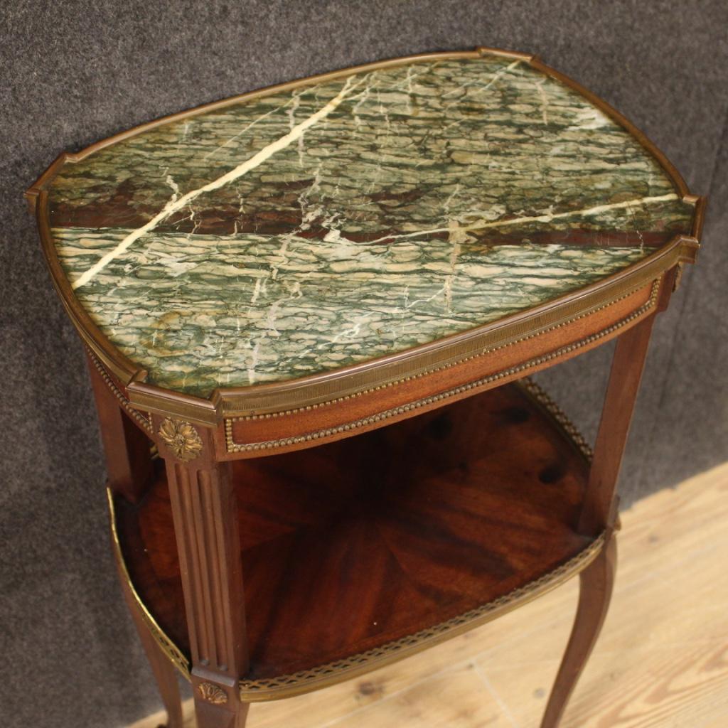 20th Century Carved Mahogany and Marble Top French Side Table, 1950 2