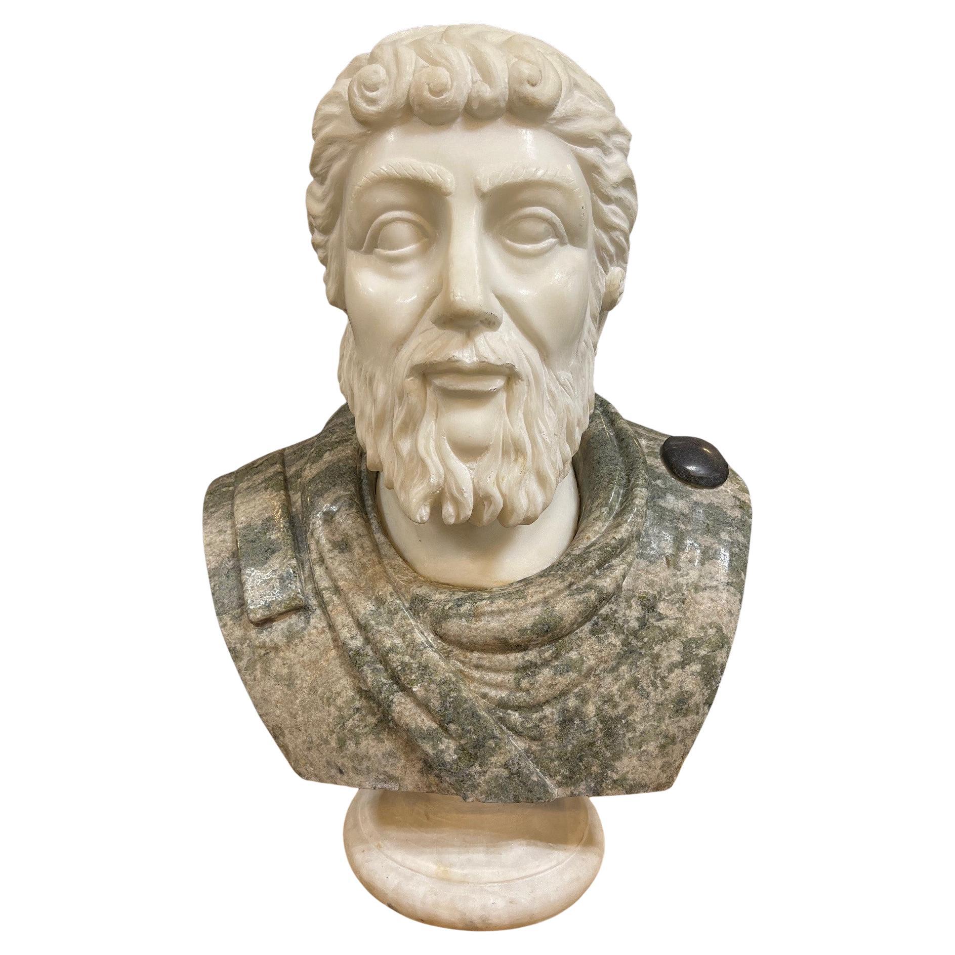 Buste romain en marbre sculpté du 20e siècle