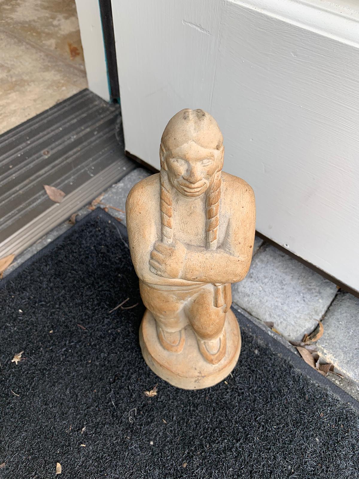 20th Century Carved Native American Figure In Good Condition For Sale In Atlanta, GA