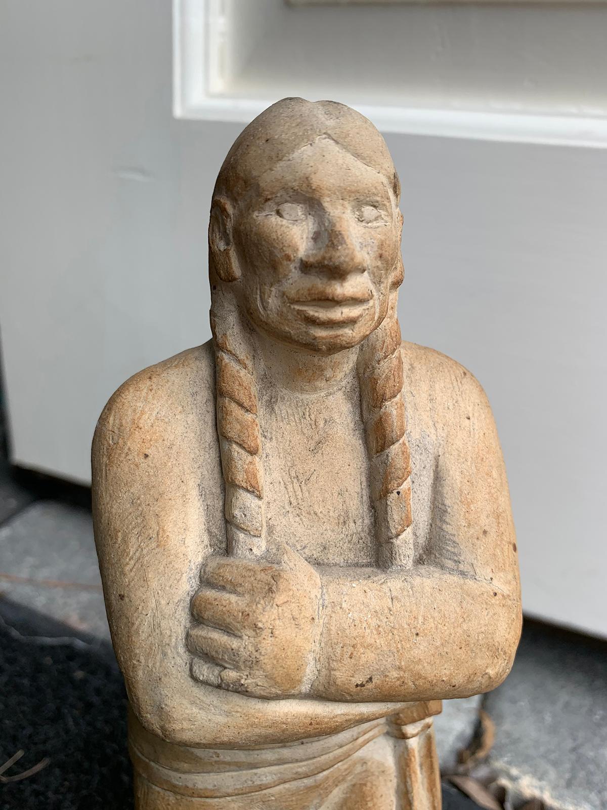 20th Century Carved Native American Figure For Sale 5