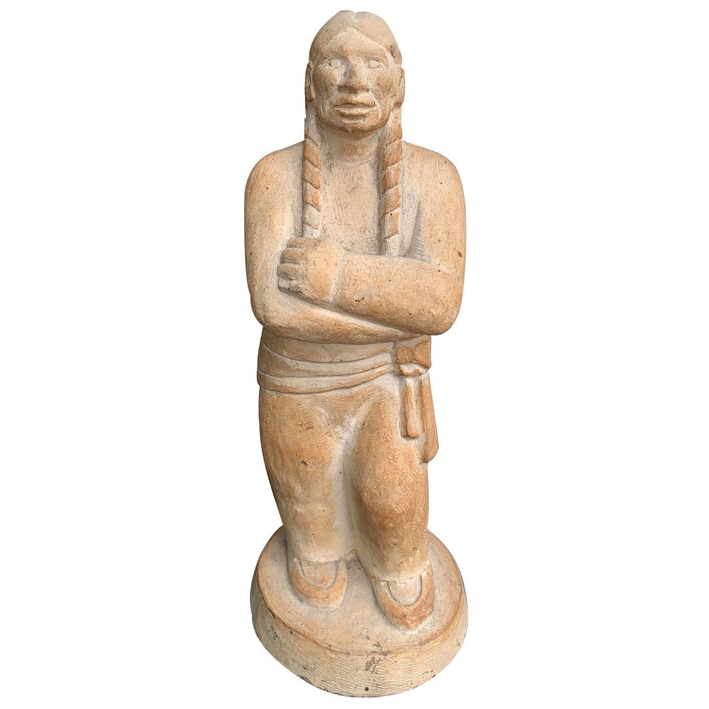 20th Century Carved Native American Figure For Sale