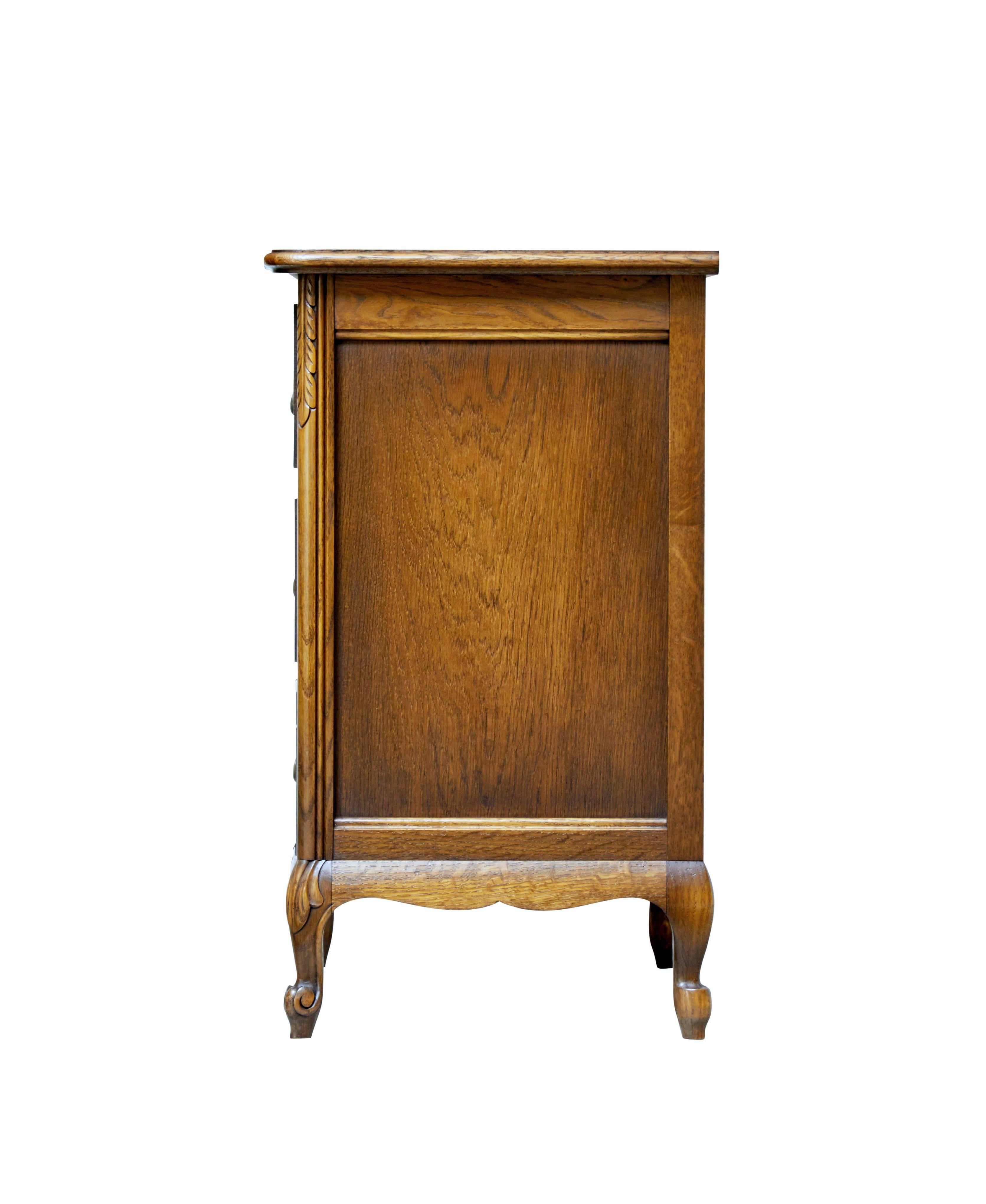 Swedish 20th Century Carved Oak Small Commode