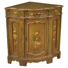 Vintage 20th Century Carved, Painted and Lacquered Wood Venetian Corner Cupboard, 1930