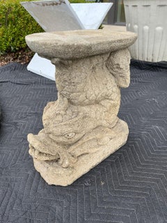 20th Century Carved Stone Dolphin Pedestal