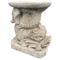 20th Century Carved Stone Dolphin Pedestal