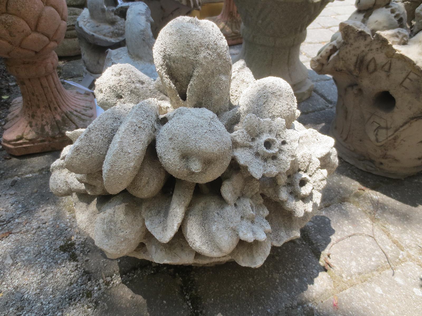 20th Century Carved Stone Fruit Basket For Sale at 1stDibs