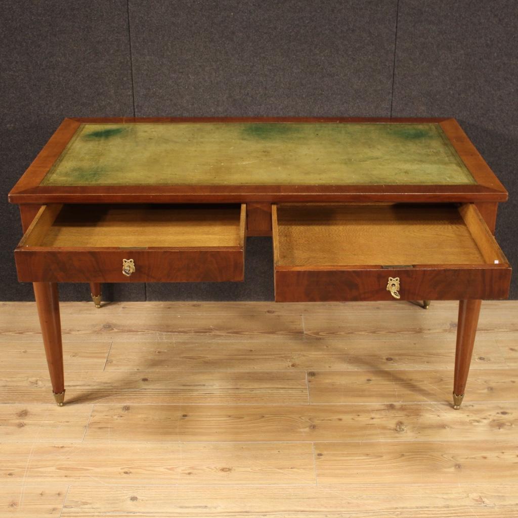 20th Century Carved, Veneered Mahogany and Leatherette French Writing Desk, 1950 5