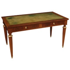 20th Century Carved, Veneered Mahogany and Leatherette French Writing Desk, 1950