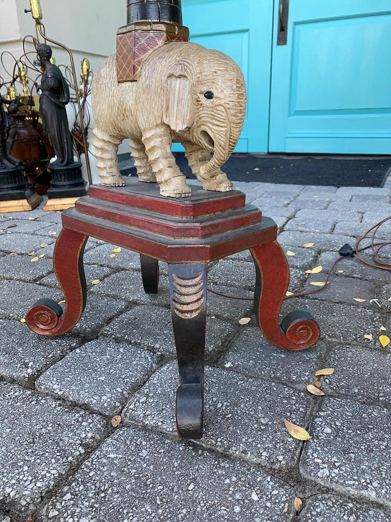 20th Century Carved Wood Elephant as Floor Lamp at 1stDibs