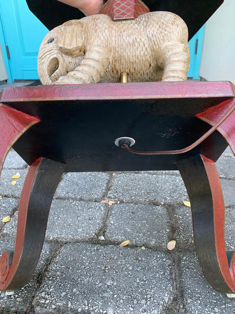 20th Century Carved Wood Elephant as Floor Lamp at 1stDibs