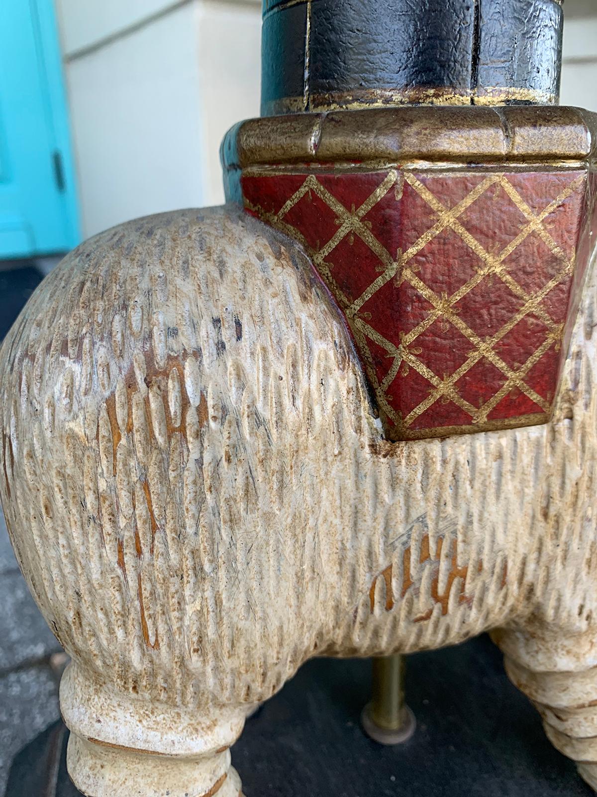 20th Century Carved Wood Elephant as Floor Lamp 3