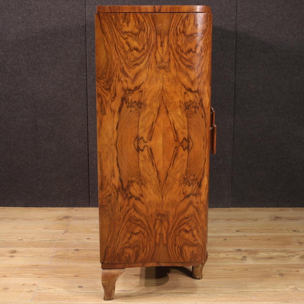 20th Century Carved Wood Italian Art Deco Sideboard Bar Cabinet, 1950 For Sale 7