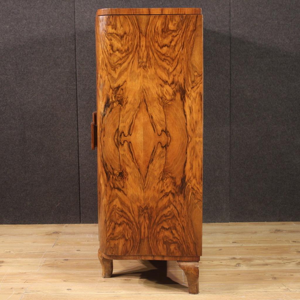20th Century Carved Wood Italian Art Deco Sideboard Bar Cabinet, 1950 For Sale 8