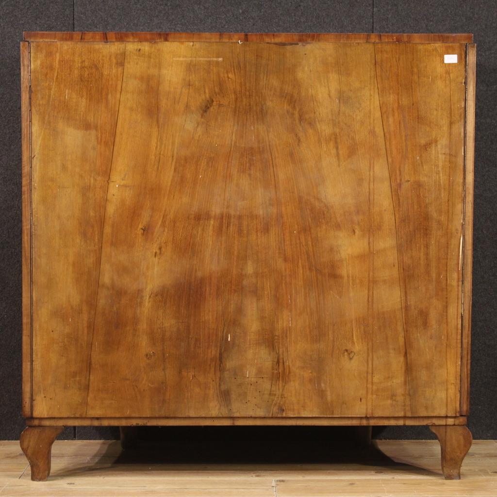 Mid-20th Century 20th Century Carved Wood Italian Art Deco Sideboard Bar Cabinet, 1950 For Sale