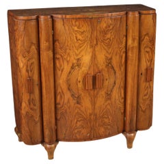 Vintage 20th Century Carved Wood Italian Art Deco Sideboard Bar Cabinet, 1950