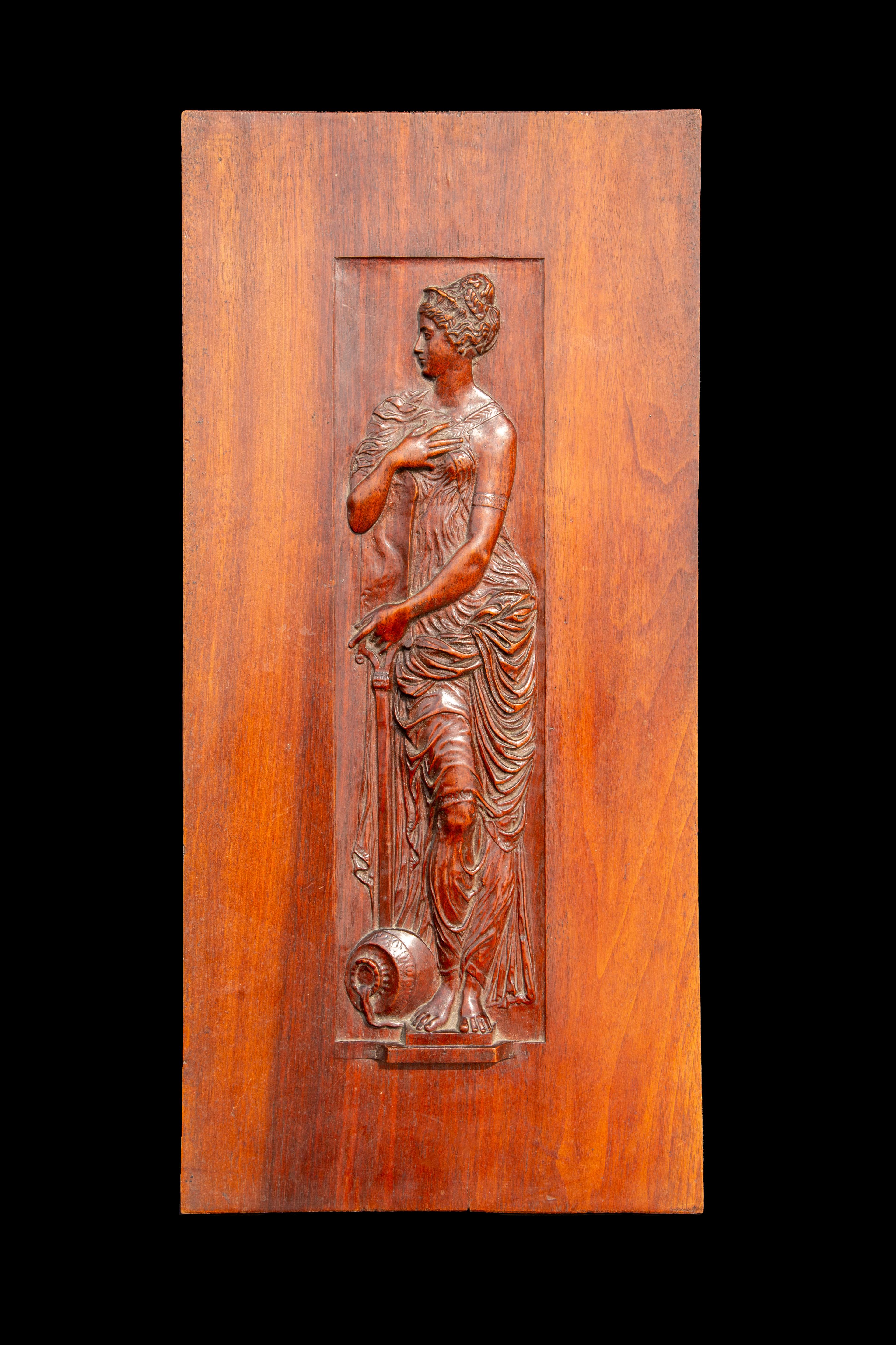 Napoleon III 20th Century Carved Wood Panel of a Classical Woman For Sale