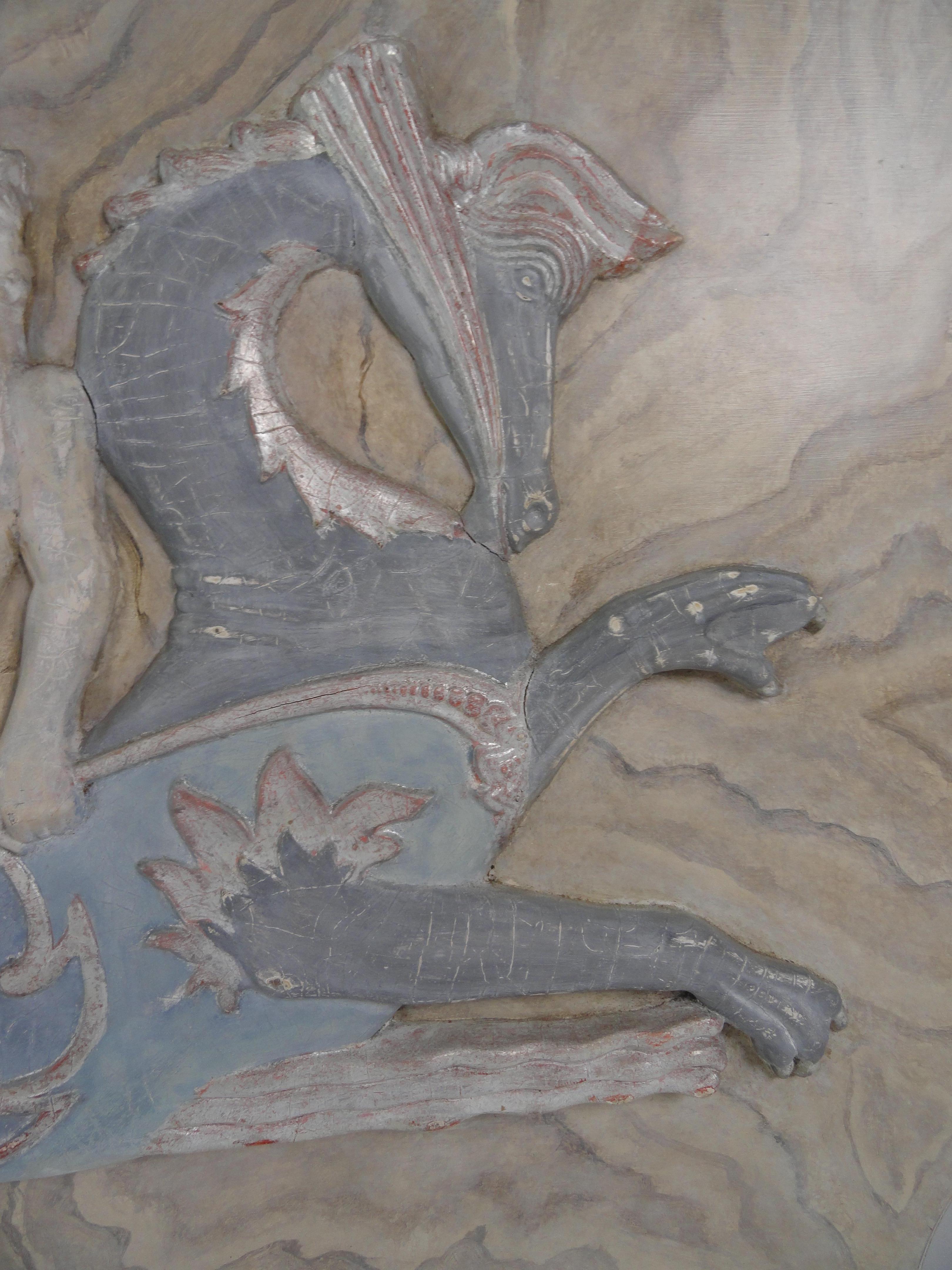 20th Century Carved Wood Plaque of Poseidon (Italienisch) im Angebot