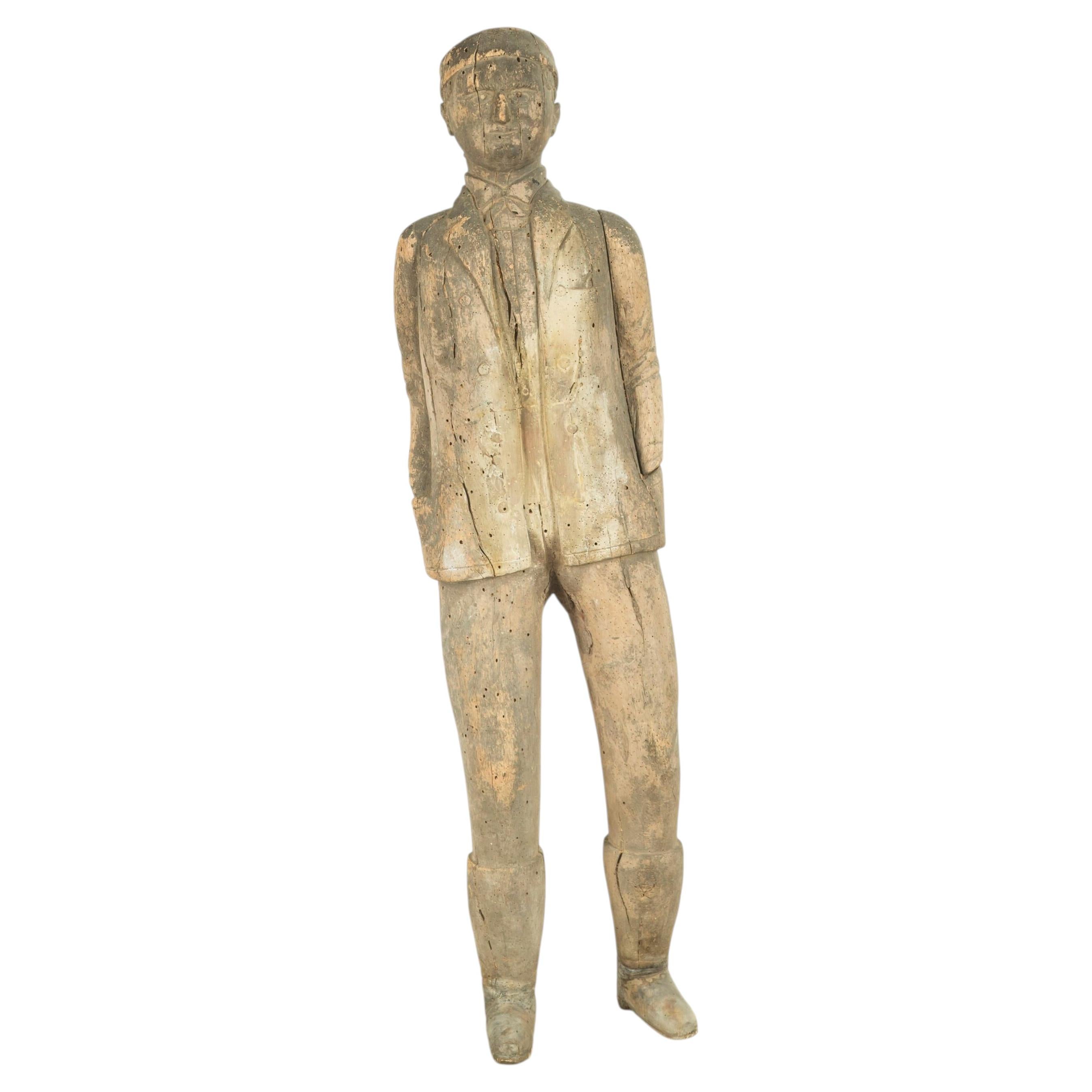 20th Century Carved Wooden Folk Art Man