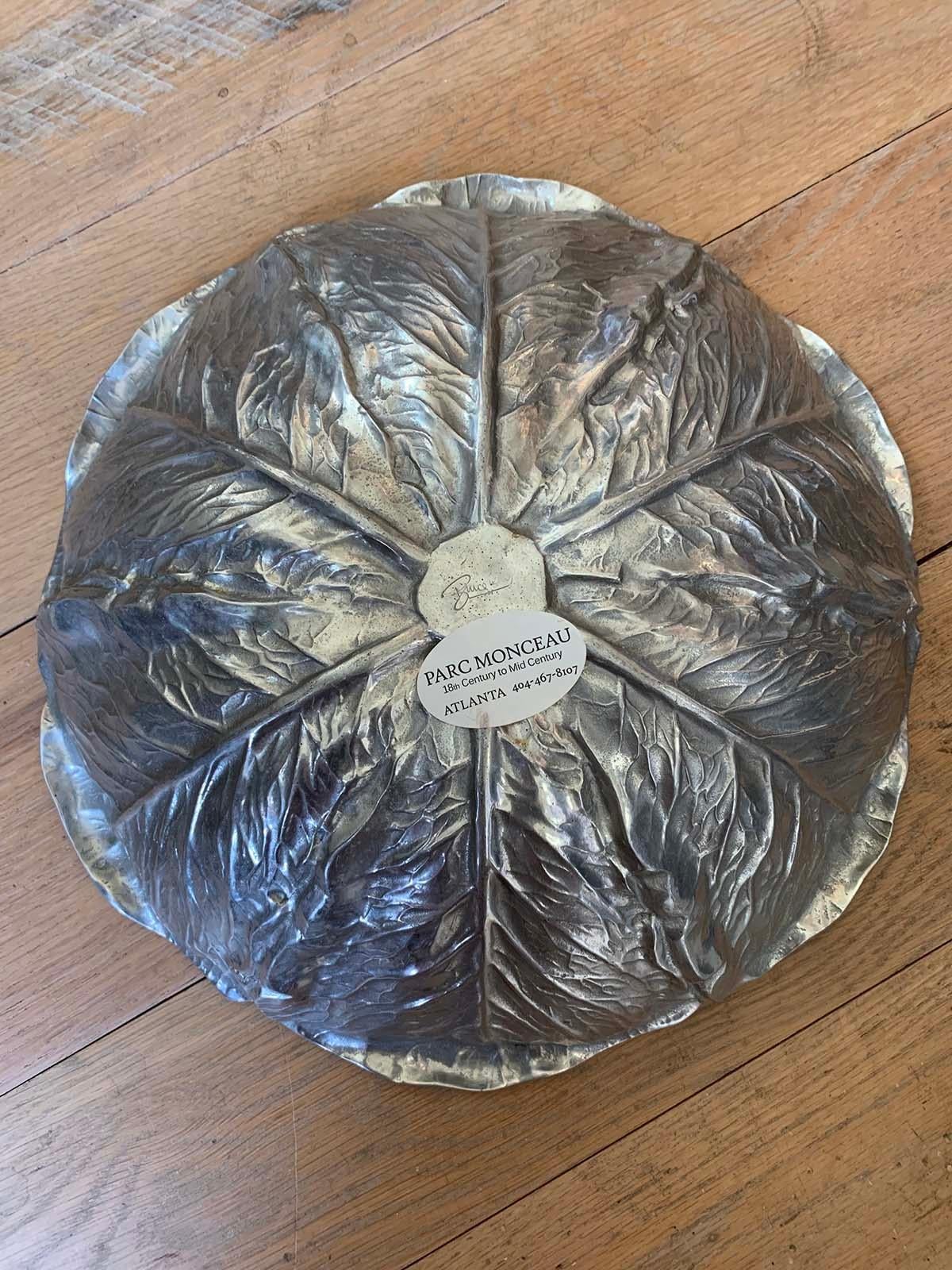 20th Century Cast Aluminum Cabbage Leaf Serving Bowl by Bruce Fox, Signed For Sale 7