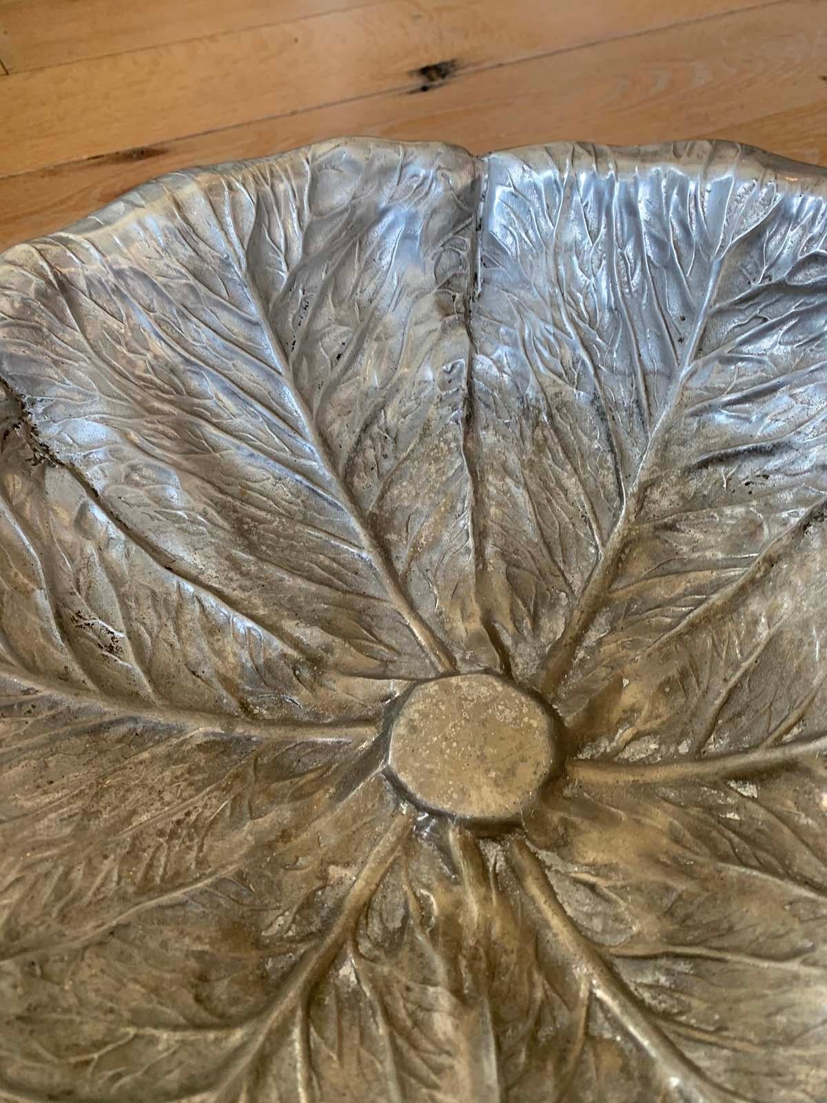 20th Century Cast Aluminum Cabbage Leaf Serving Bowl by Bruce Fox, Signed For Sale 4