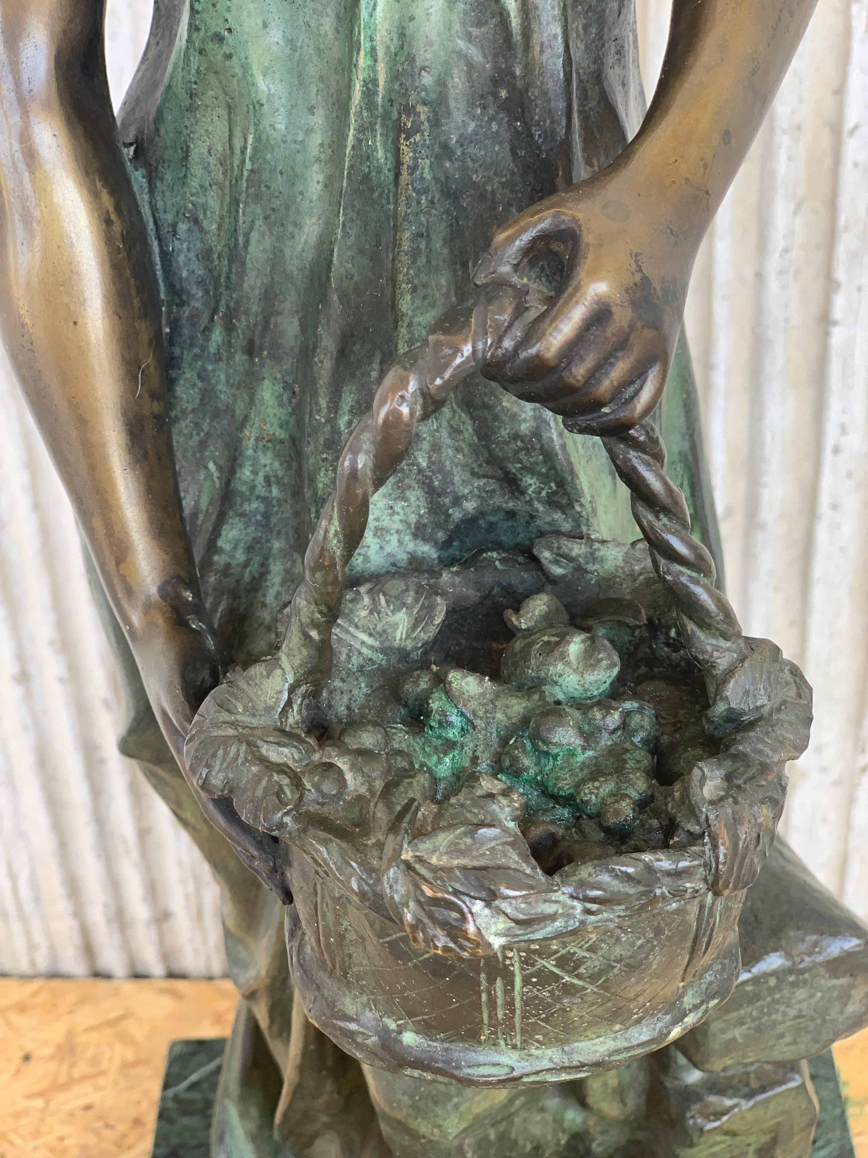 20th Century Cast Bronze Statue of a Nymph Signed by Ferdinando de Luca, Italy For Sale 4