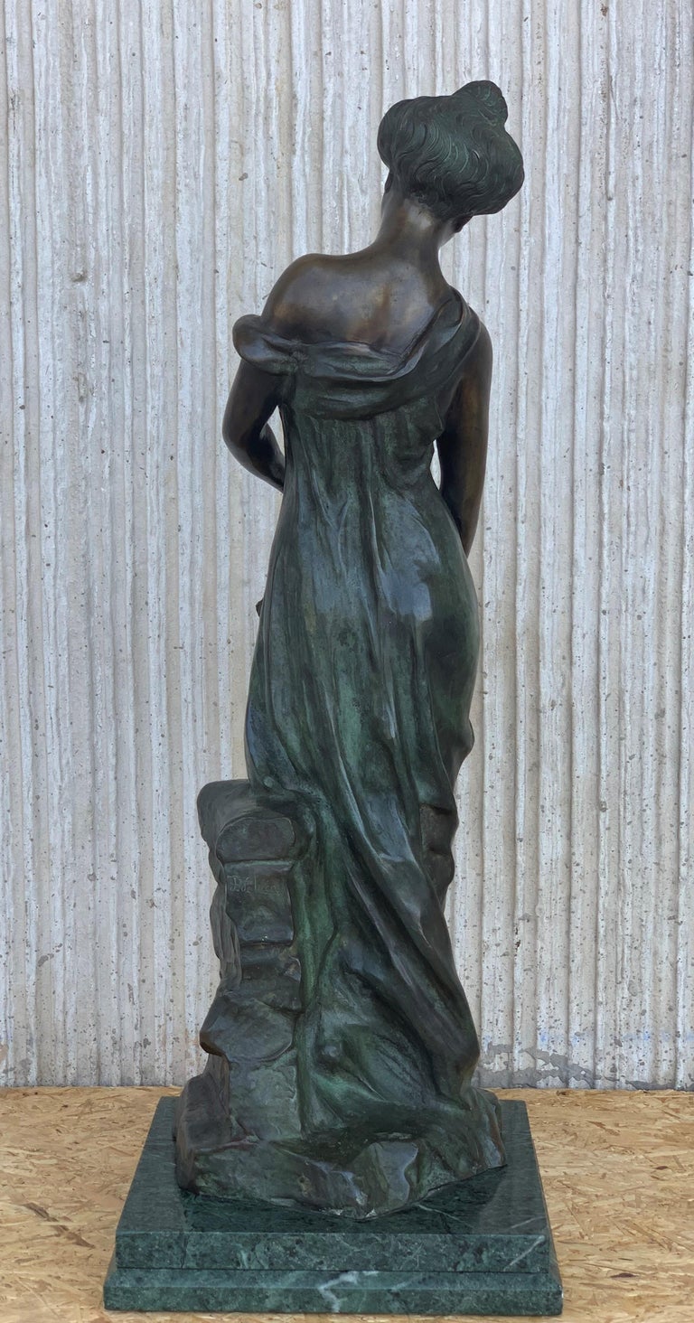 Art Nouveau 20th Century Cast Bronze Statue of a Nymph Signed by Ferdinando de Luca, Italy For Sale
